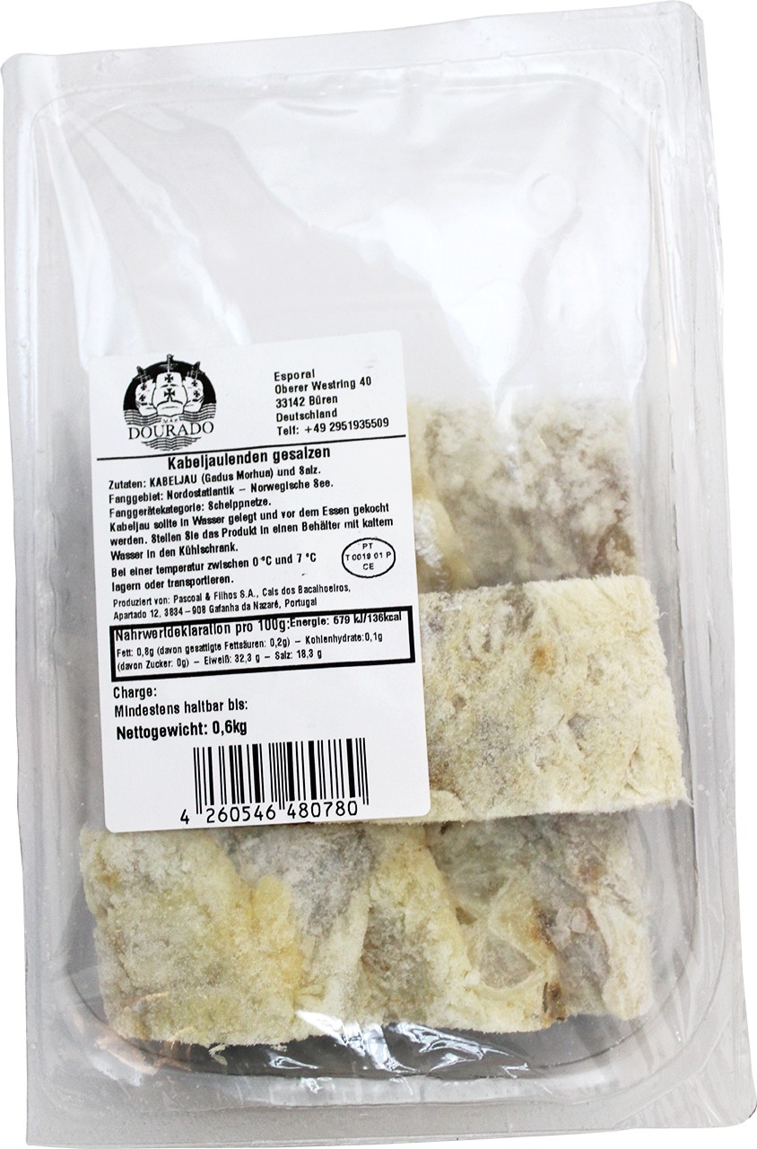 Getrocknete Kabeljaulenden (3er Pack) - Lombos de Bacalhau salgado 600 gr. - Mar Dourado - Portugal