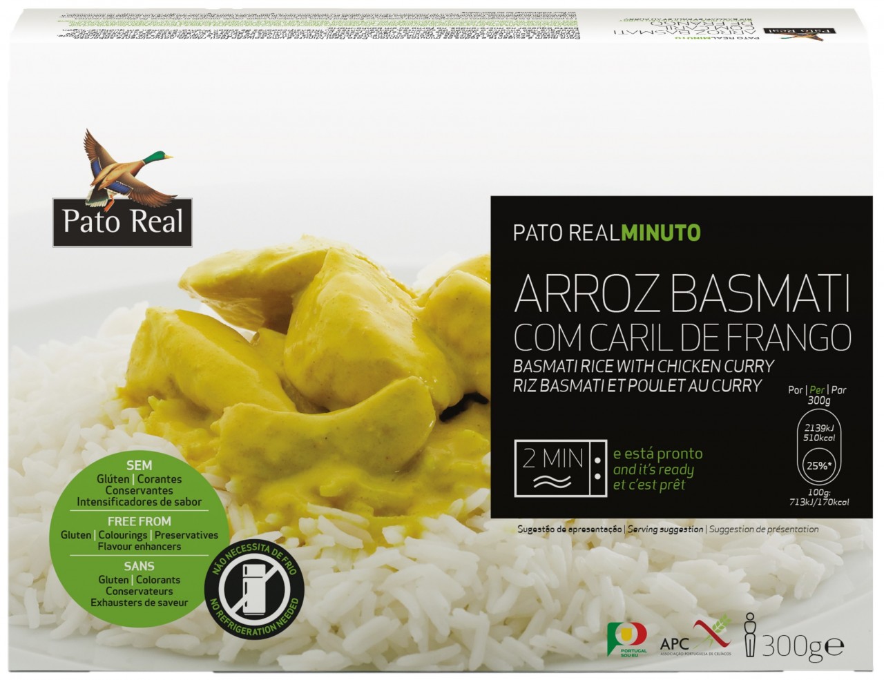 Basmatireis mit Hähnchen-Curry - Arroz Basmati com Caril de Frango 300gr. - Pato Real