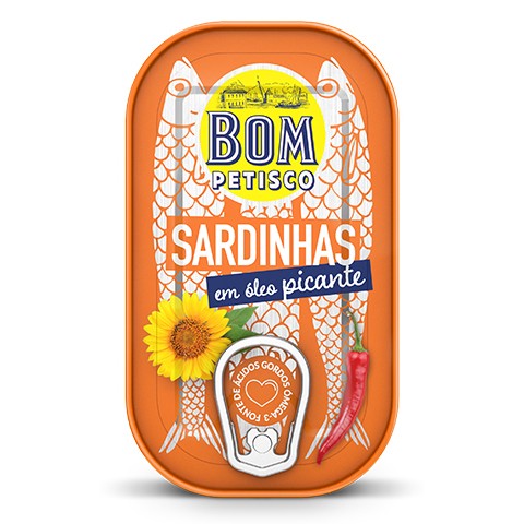 Sardinen in Sonnenblumenöl Pikant - Sardinhas em oleo vegetal picante 120gr. - Bom Petisco