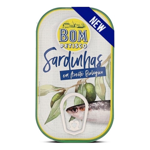 Sardinen in Bio Olivenöl Extra - Sardinhas em Azeite Biologico Bom Petisco 120gr. - Portugal