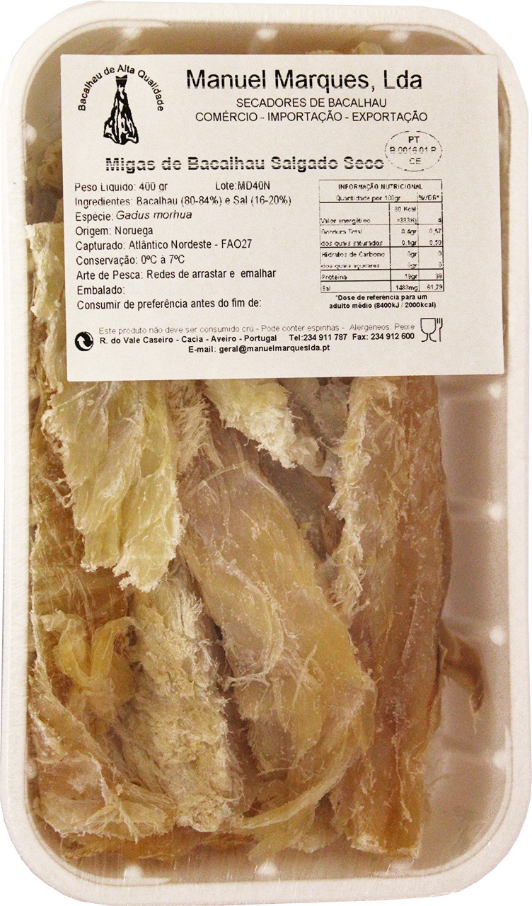 Getrocknete Kabeljaustreifen - Migas de Bacalhau 400 gr. - Manuel Marques - Portugal